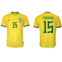 Camiseta Brasil Fabinho #15 Primera Equipación Replica Mundial 2022 mangas cortas